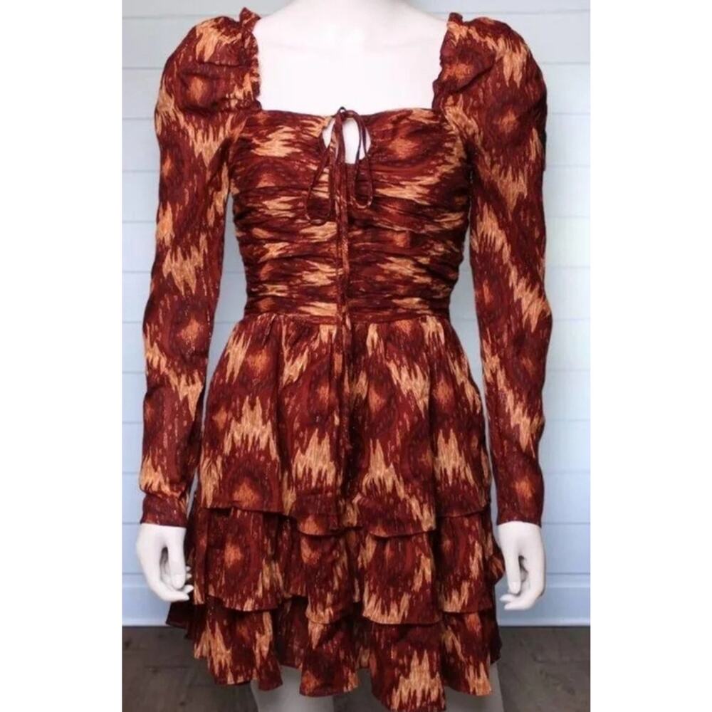 House of Harlow ikat ruffle dress